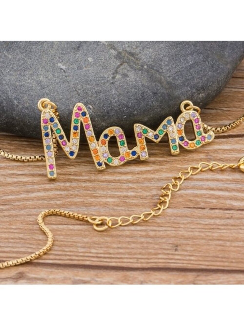 Mama Necklace - Gold Plated Copper & Austrian Crystals